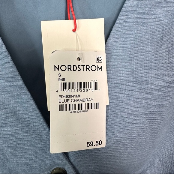 Open Edit Tailored Vest Blue Chambray Size Small - Picture 7 of 9